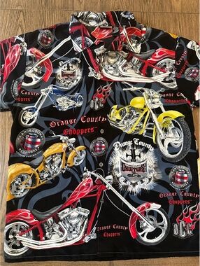 Orange County Choppers Motorcycle Print Shirt Size L